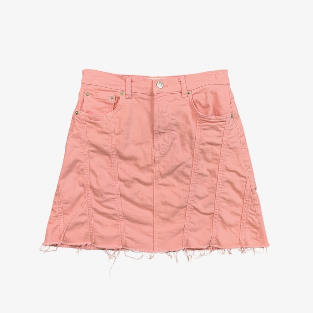 Rails Skirt Womens 25 Pink Brentwood Denim Raw Hem High Waisted 5 Pocket Mini